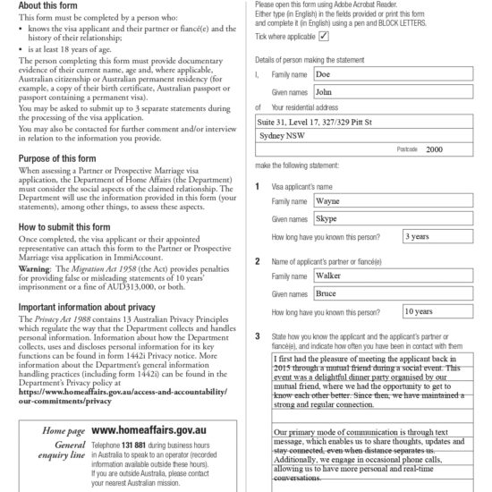 How to fill out Form 888 for a partner visa (with sample answers)?