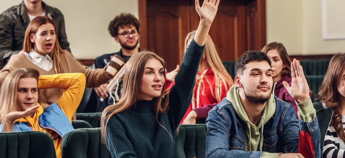 student at higher education class